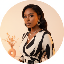 Victoria Belmont in a sophisticated portrait, wearing the AMARIS midi dress against a soft cream background.